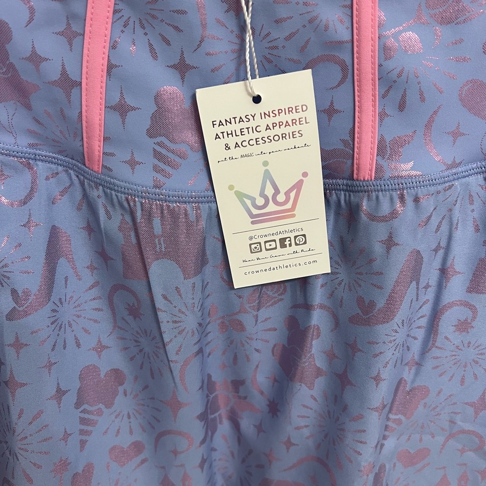 Crowned Athletics Periwinkle and Pink Magical Castle Patterned Skirt XS - Picture 2 of 5